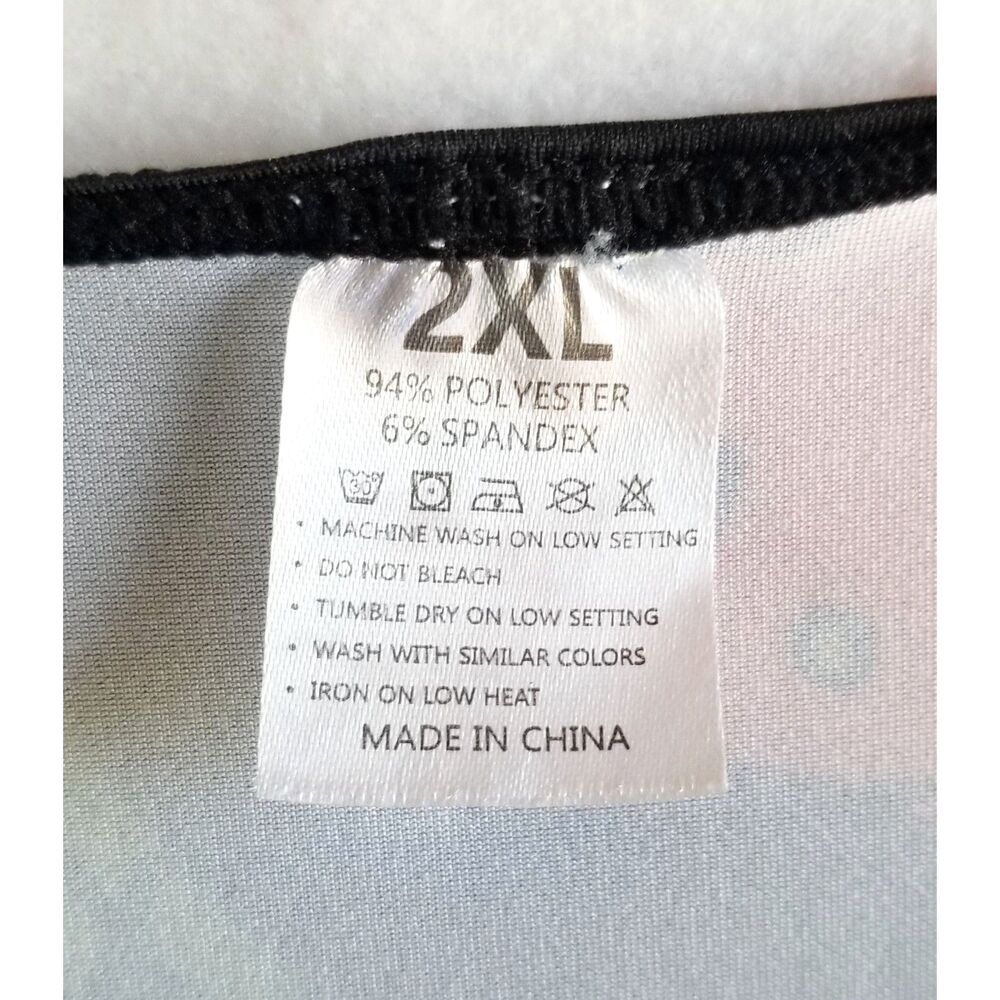 Women's Black Colorful Mushroom Print Skater Dress Plus Sz 2XL Short Sleeves XXL - Picture 2 of 3